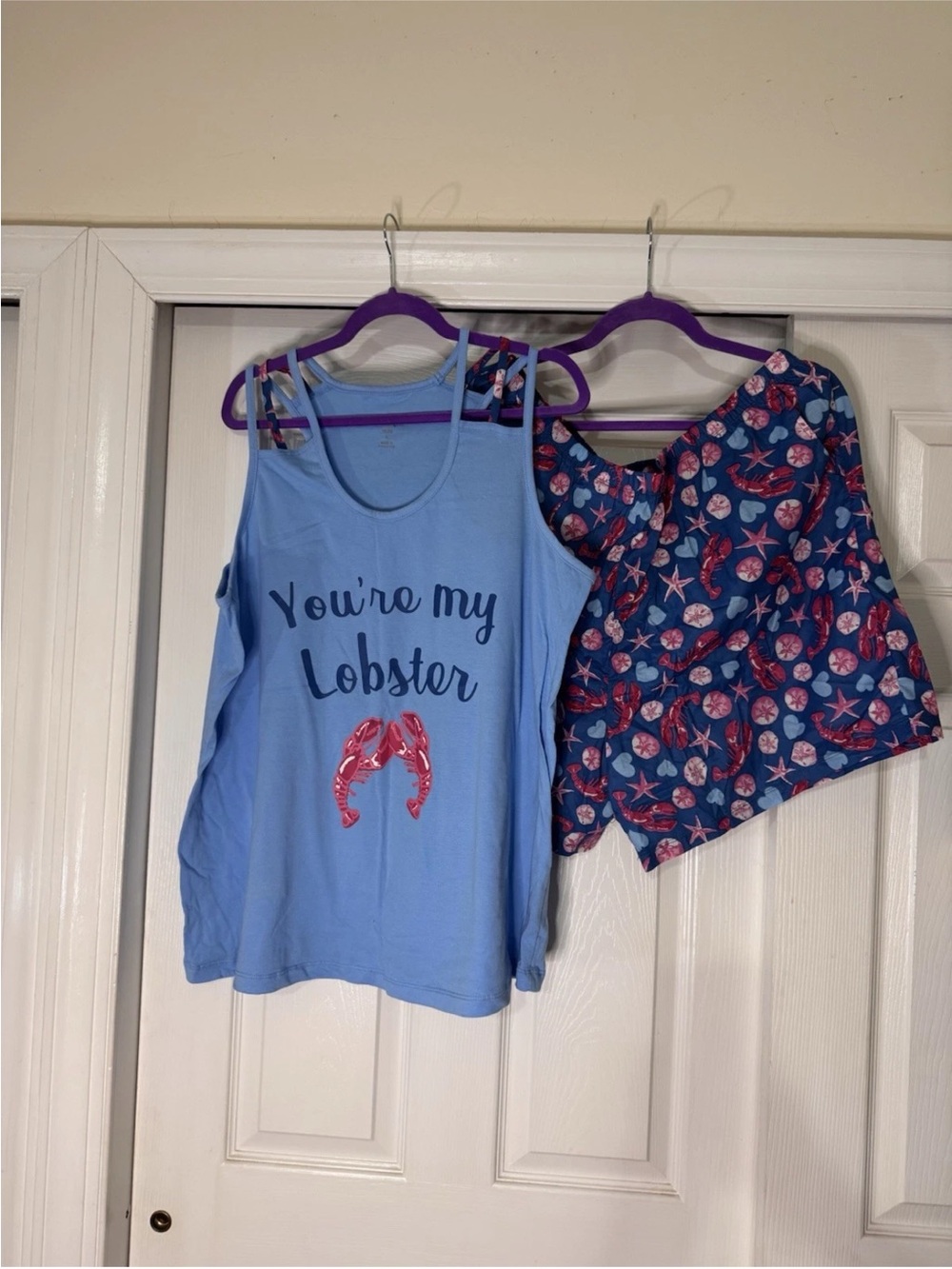 Blue 'You're My Lobster' Tank and Navy Seashell Print Shorts Sleep Set